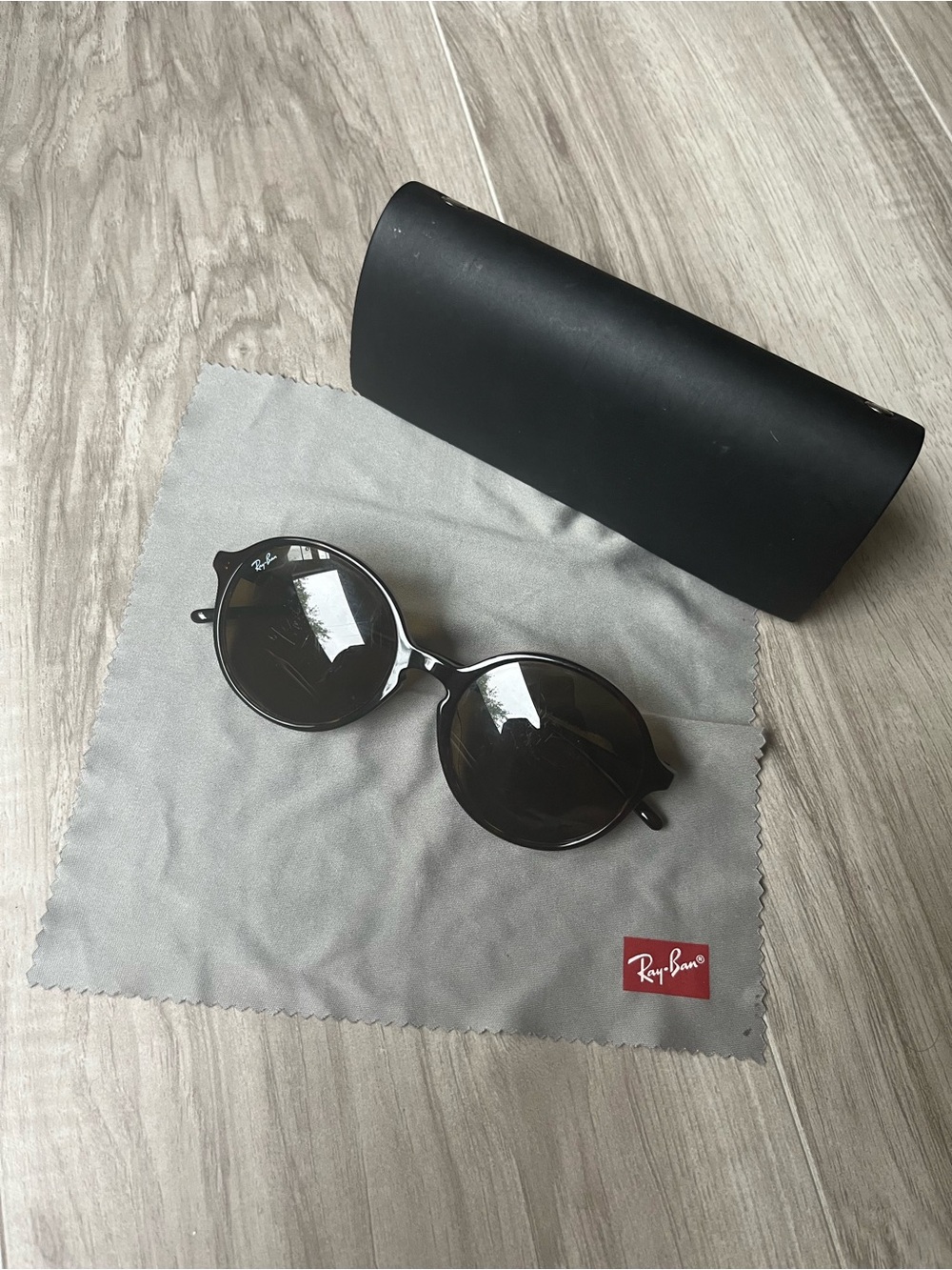 Ray-Ban Round Sunglasses in Black/brown Frame and Dark Lenses